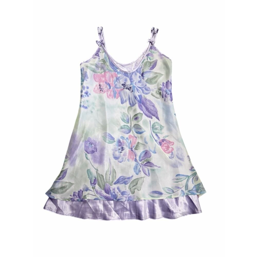 Vintage Bali Studio Floral‎ Nightgown Small Watercolor Slip Dress